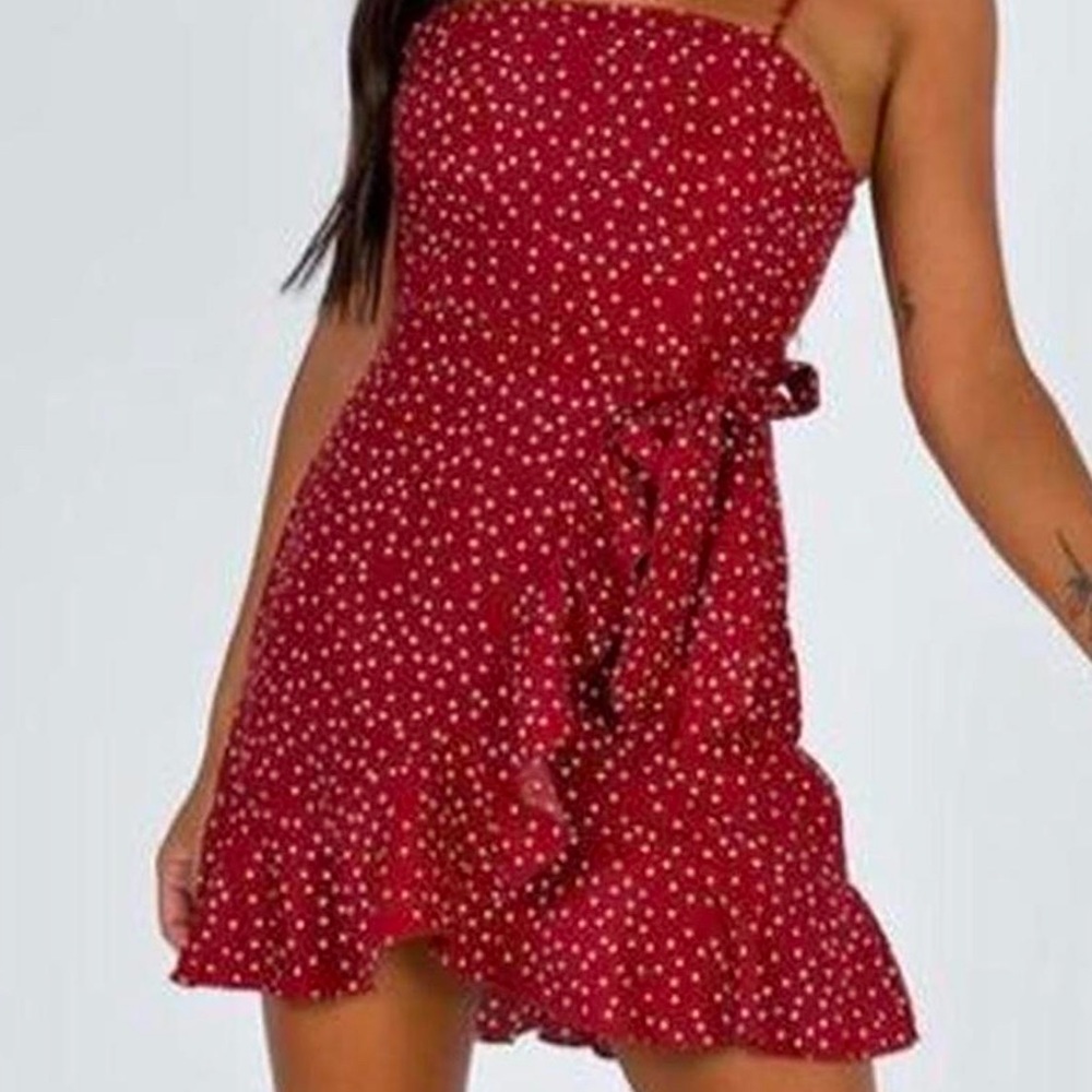 Red Polka Dot Wrap Dress
